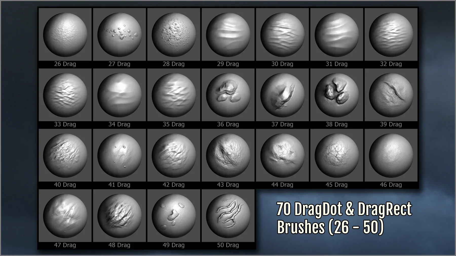 Terrain And Ground Maker 280 ZBrush Brushes and 70 Alphas