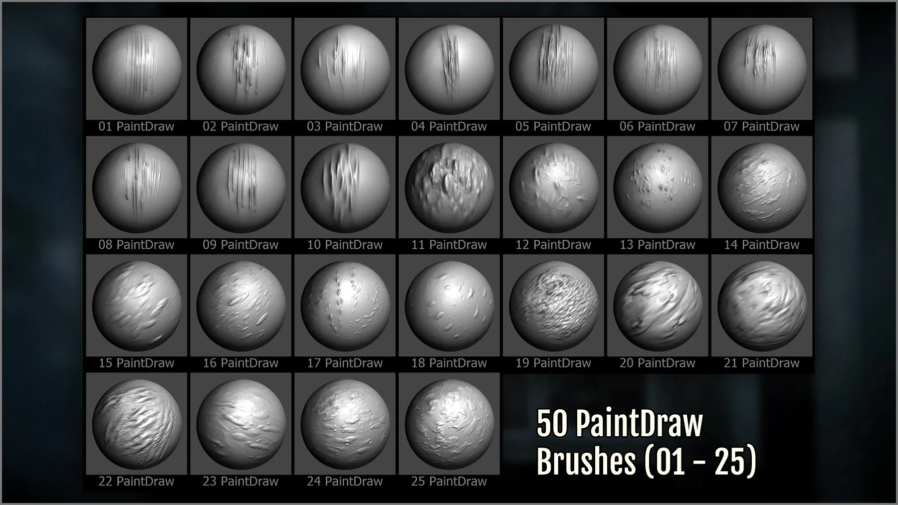 Drips And Splatter Maker 300 ZBrush Brushes and 50 Alphas