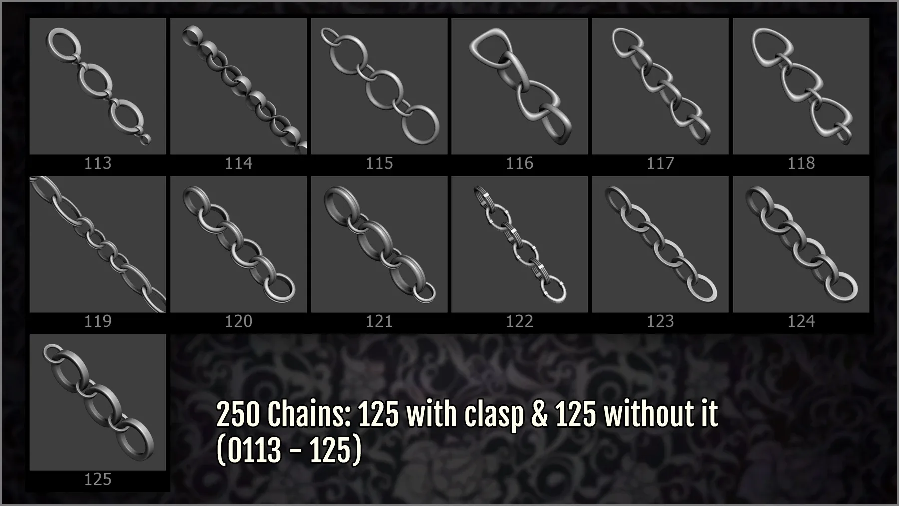 Jewelry Chains Maker 250 ZBrush Curve IMM Brushes