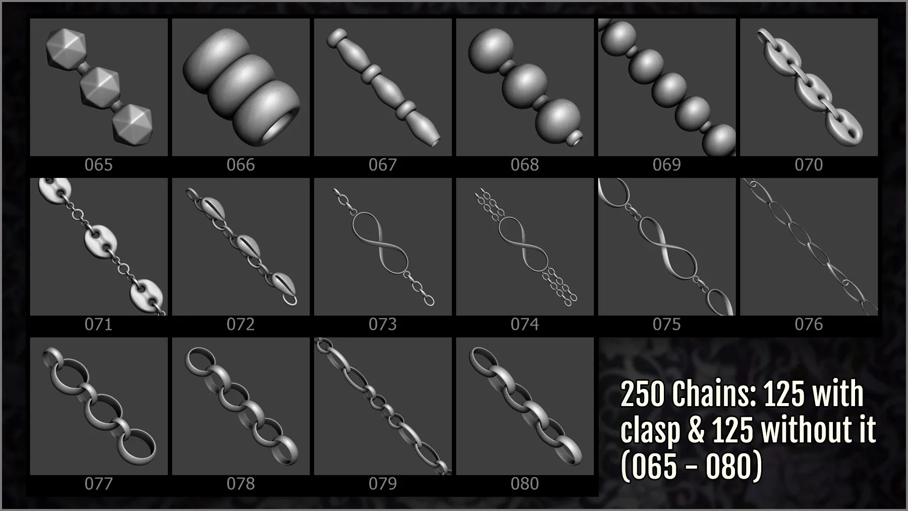 Jewelry Chains Maker 250 ZBrush Curve IMM Brushes