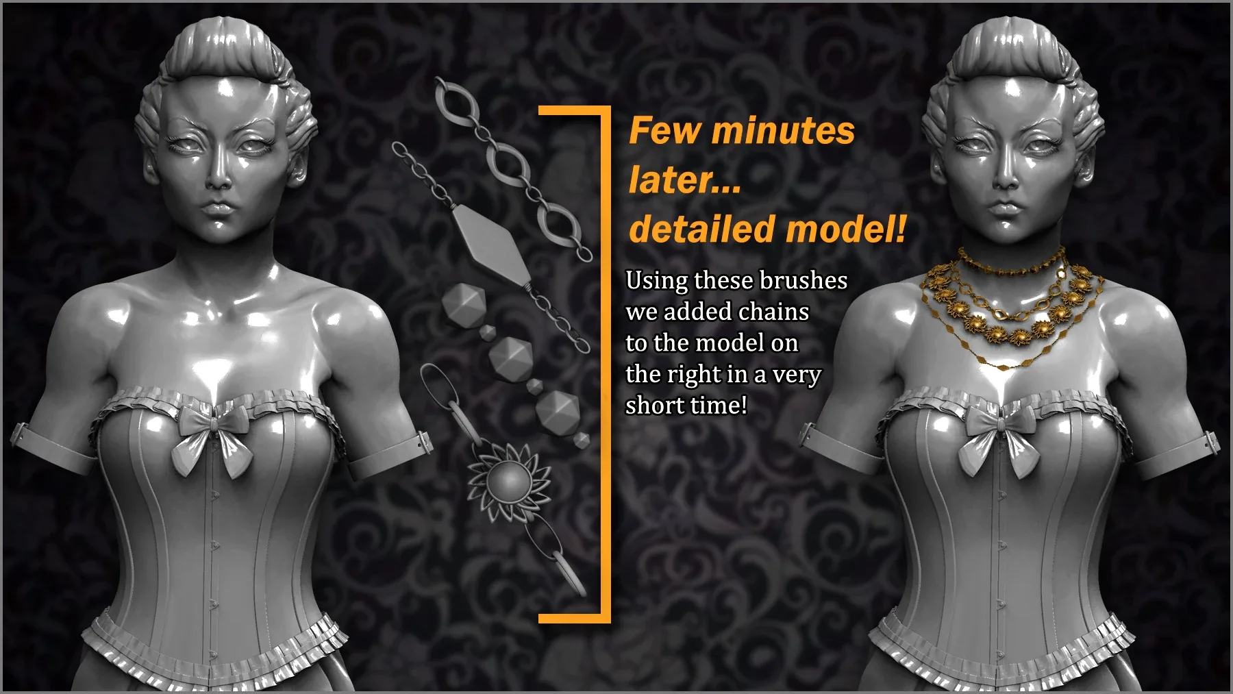 Jewelry Chains Maker 250 ZBrush Curve IMM Brushes