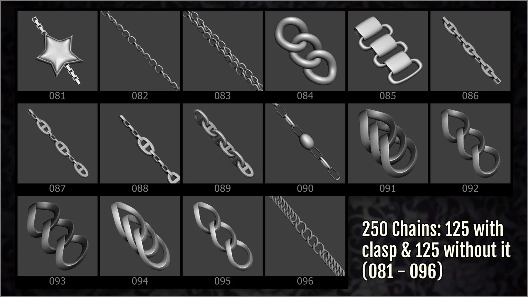 Jewelry Chains Maker 250 ZBrush Curve IMM Brushes