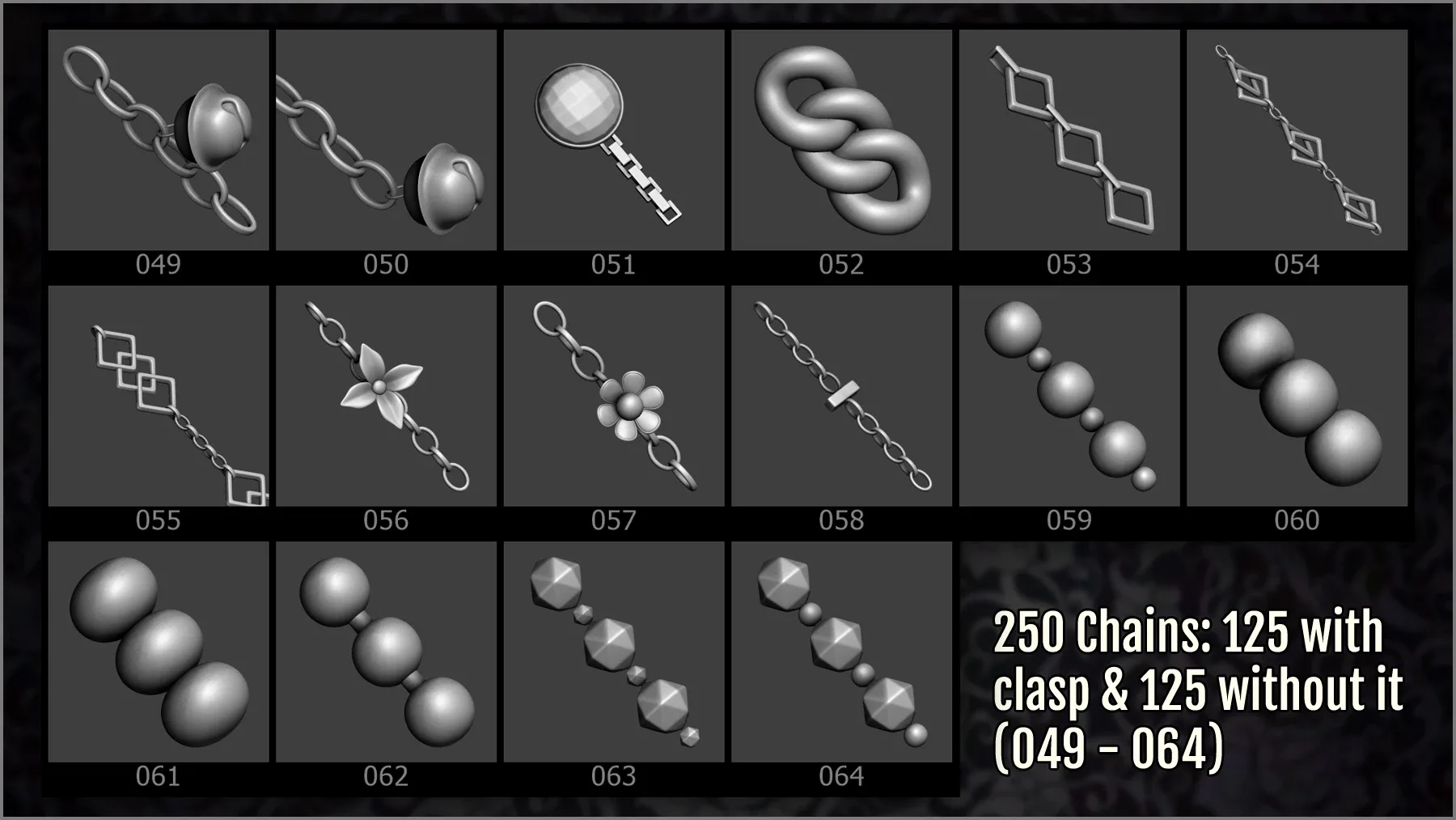 Jewelry Chains Maker 250 ZBrush Curve IMM Brushes