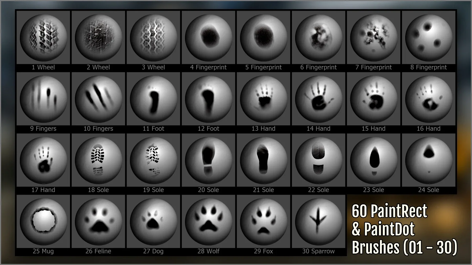 Tracks and Footprints Maker 300 ZBrush Brushes And 60 Alphas