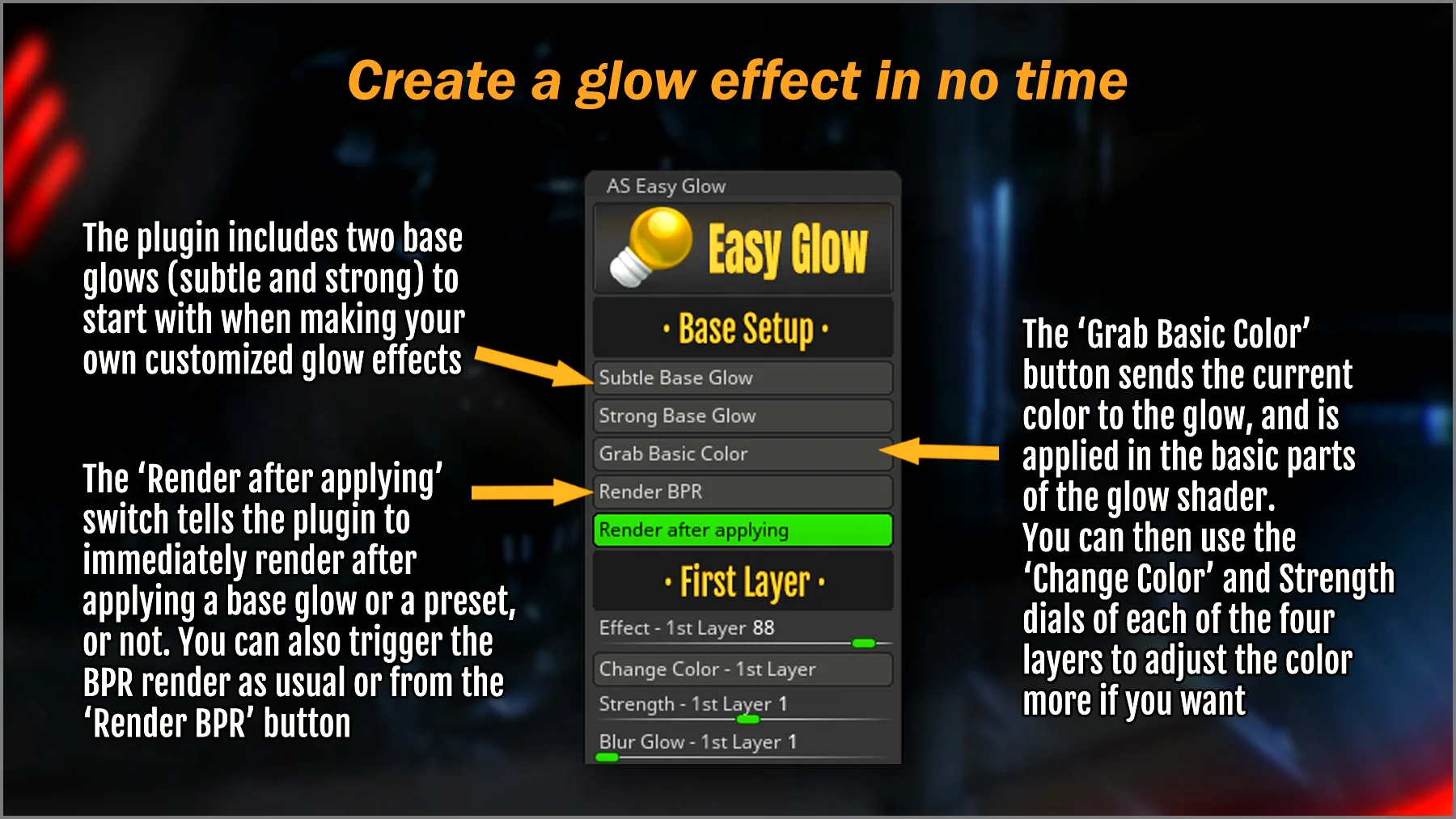 Easy Glow ZBrush Plugin