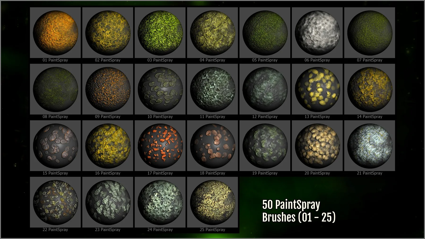 Forest Moss And Lichen Maker 300 ZBrush Brushes And 50 Alphas