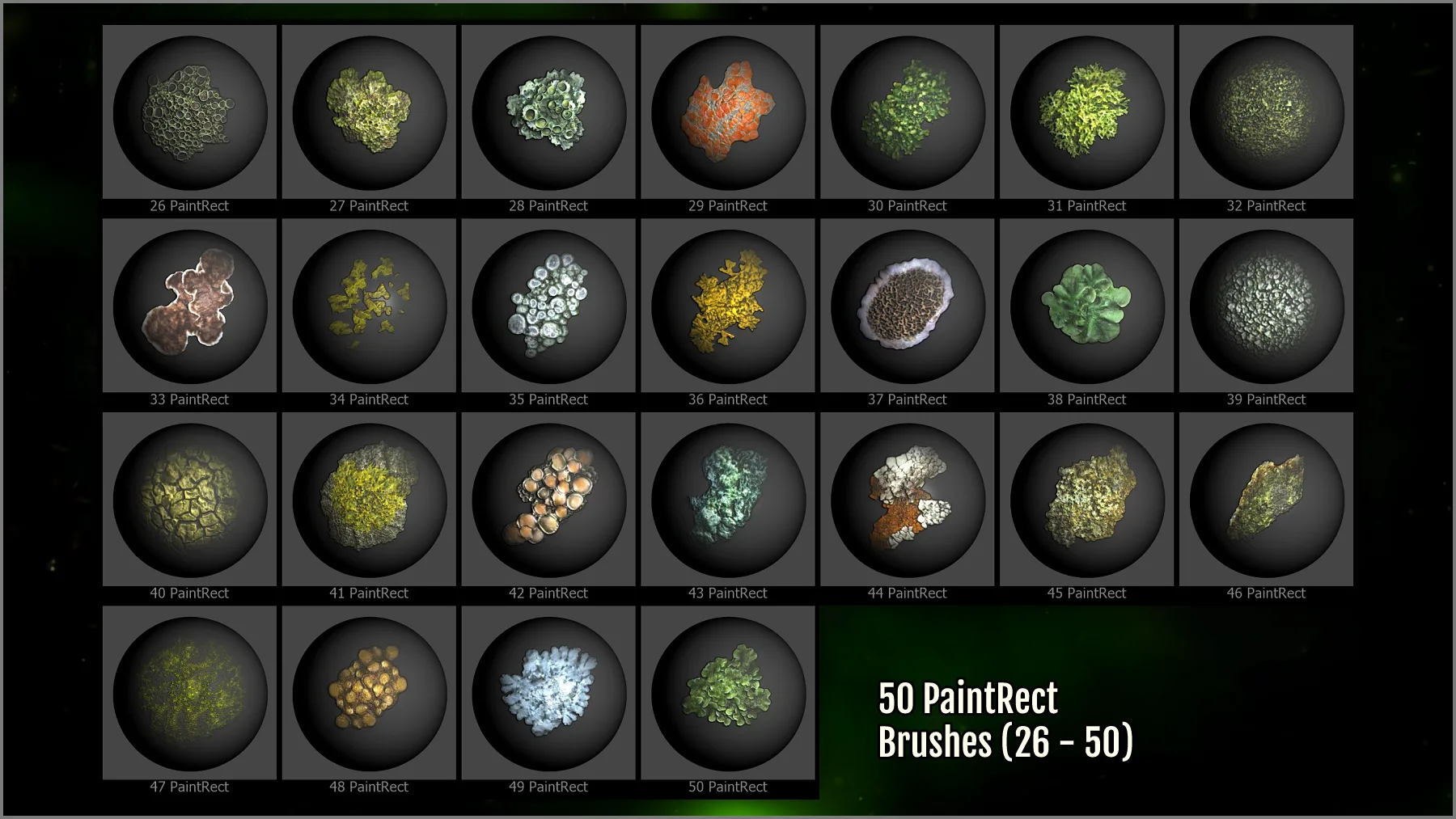 Forest Moss And Lichen Maker 300 ZBrush Brushes And 50 Alphas