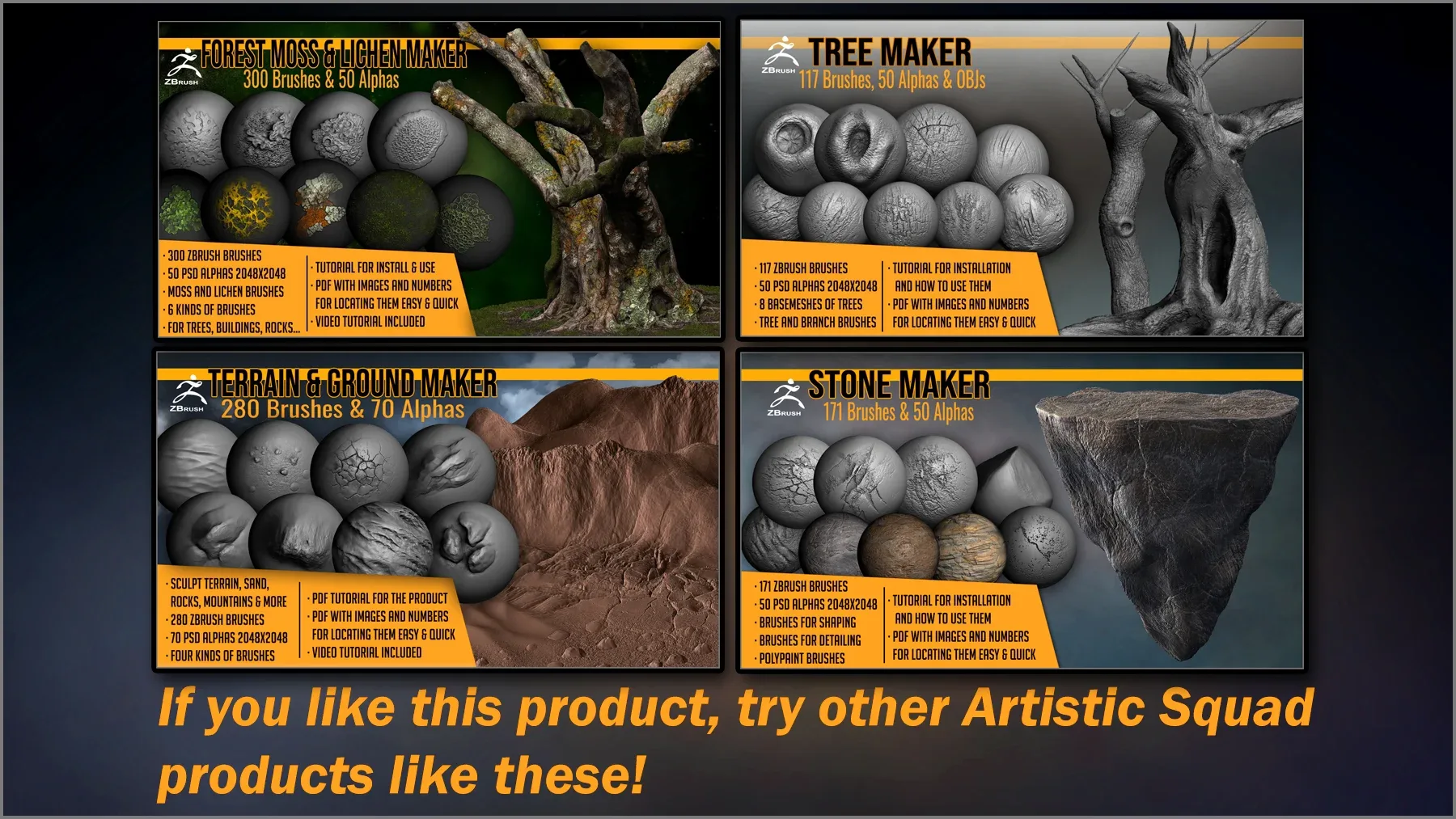 Wood And Bark Maker 305 ZBrush Brushes 65 Alphas And 50 Patterns