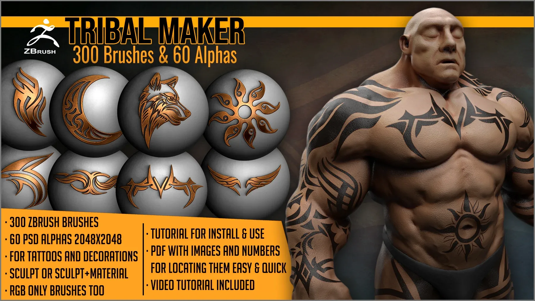 Tribal Maker 300 ZBrush Brushes And 60 Alphas