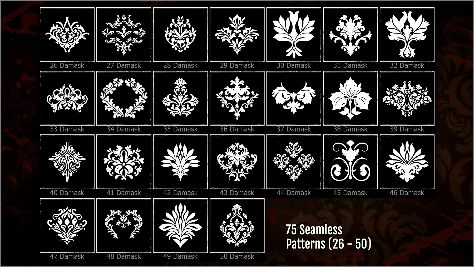 Damask Maker 300 ZBrush Brushes 75 Seamless Patterns And 75 Alphas