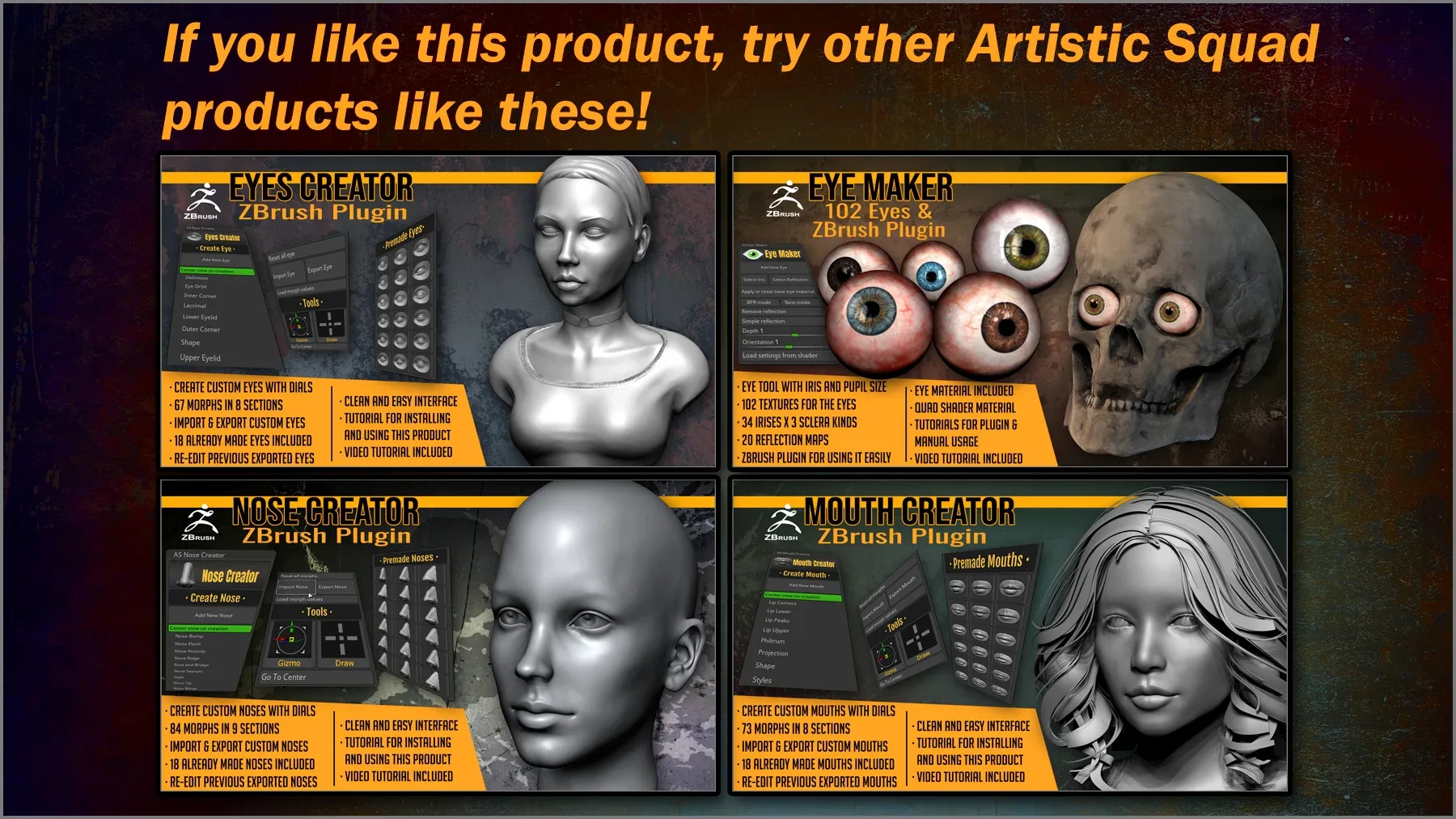 Eyelashes Maker 100 ZBrush IM brushes and 100 OBJs