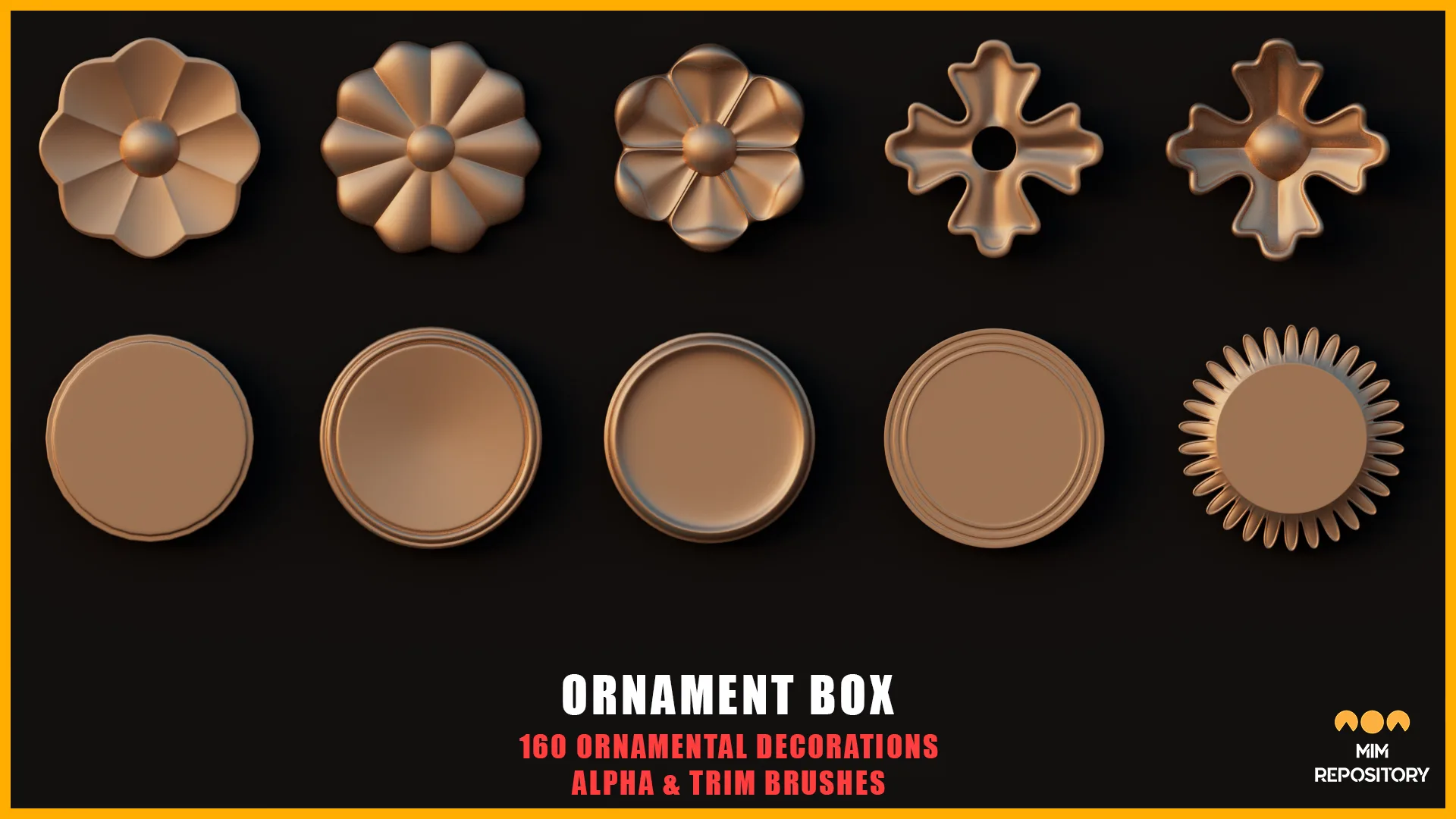 Ornament Box - 160 Ornamental Decorations - Alpha and Trim Brushes