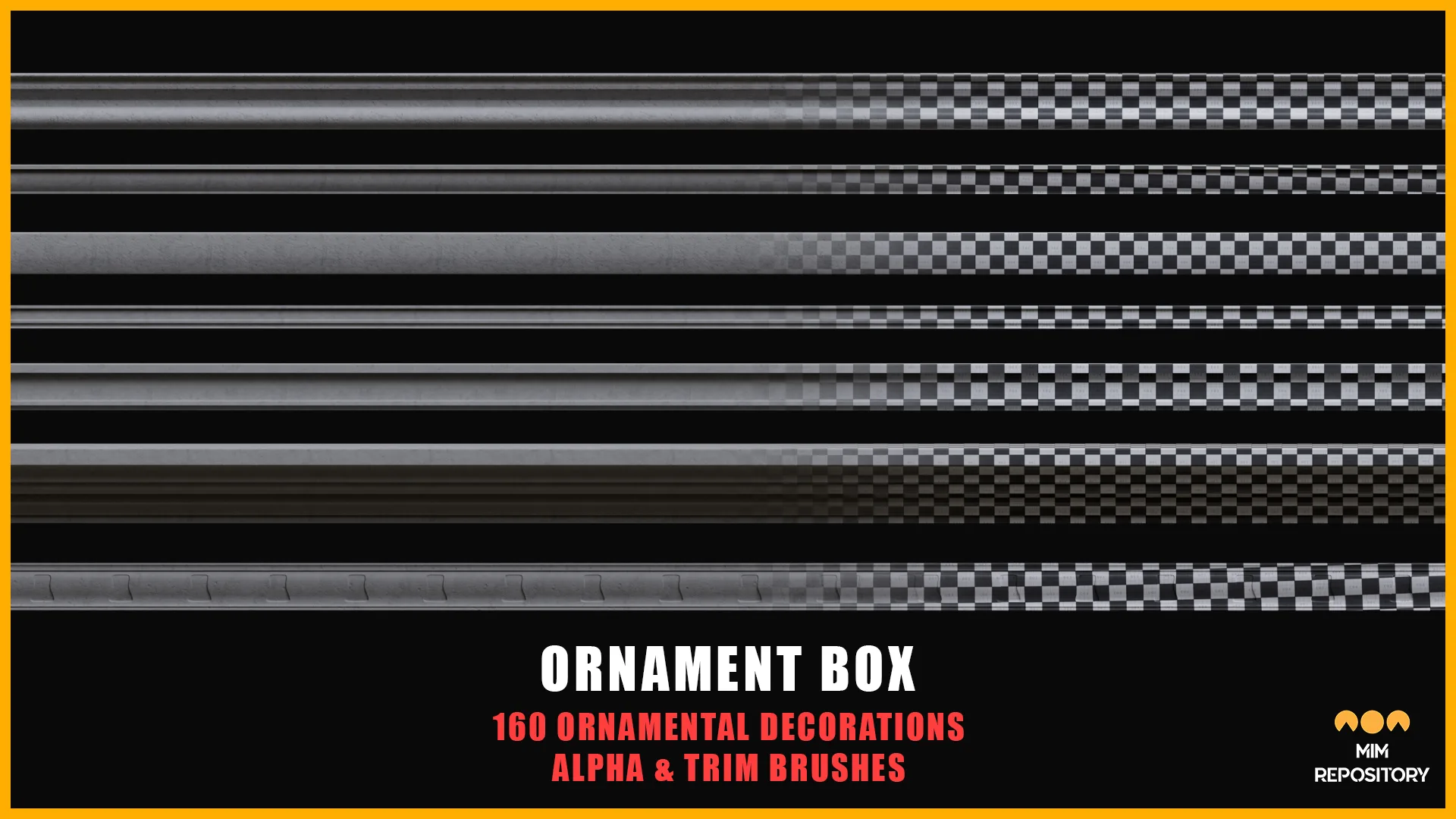 Ornament Box - 160 Ornamental Decorations - Alpha and Trim Brushes