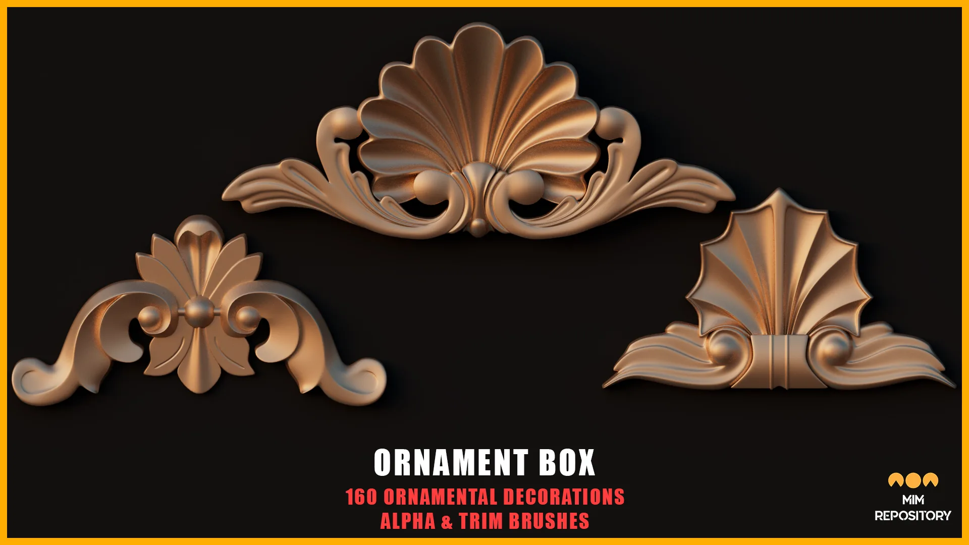 Ornament Box - 160 Ornamental Decorations - Alpha and Trim Brushes