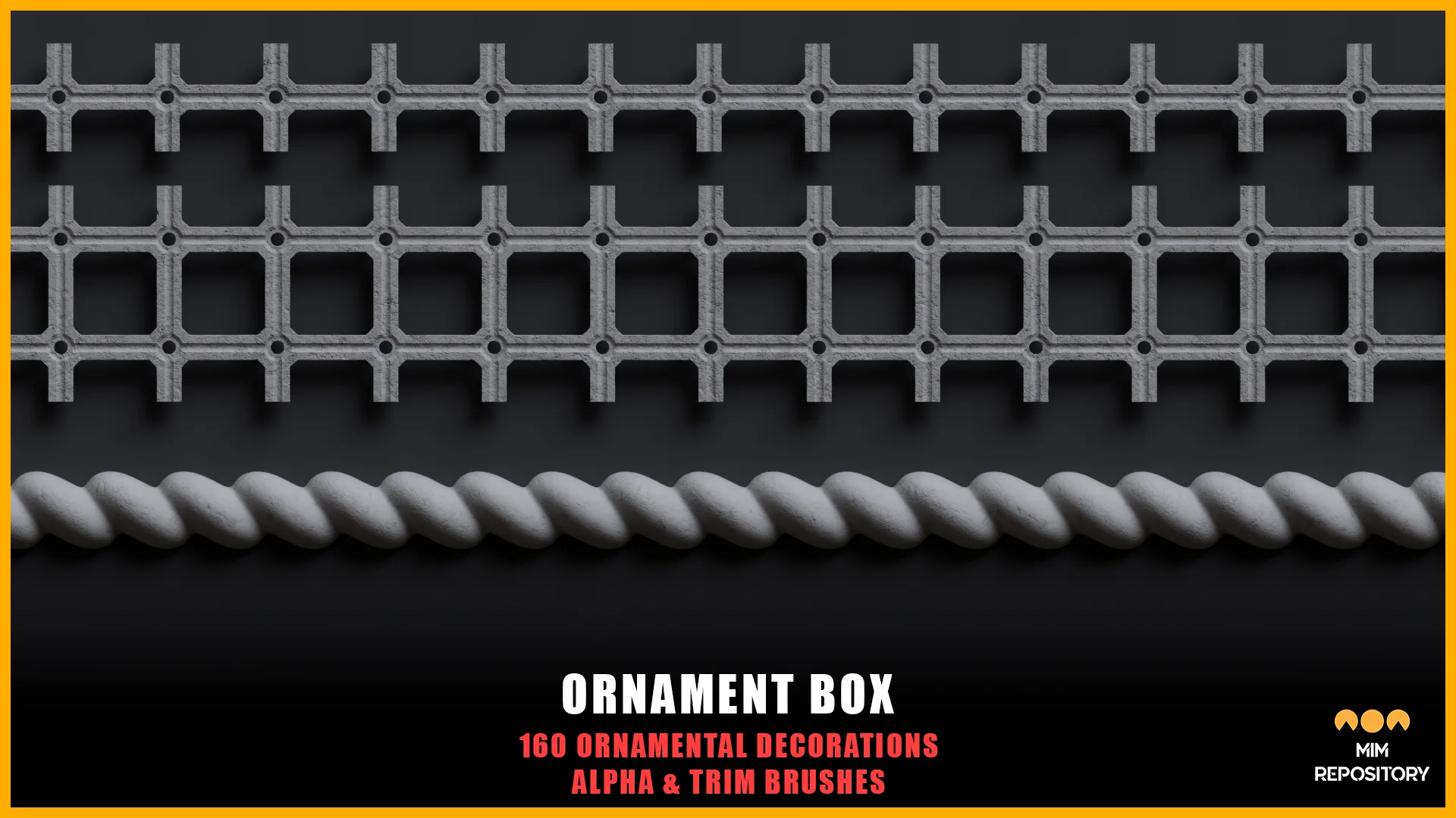 Ornament Box - 160 Ornamental Decorations - Alpha and Trim Brushes
