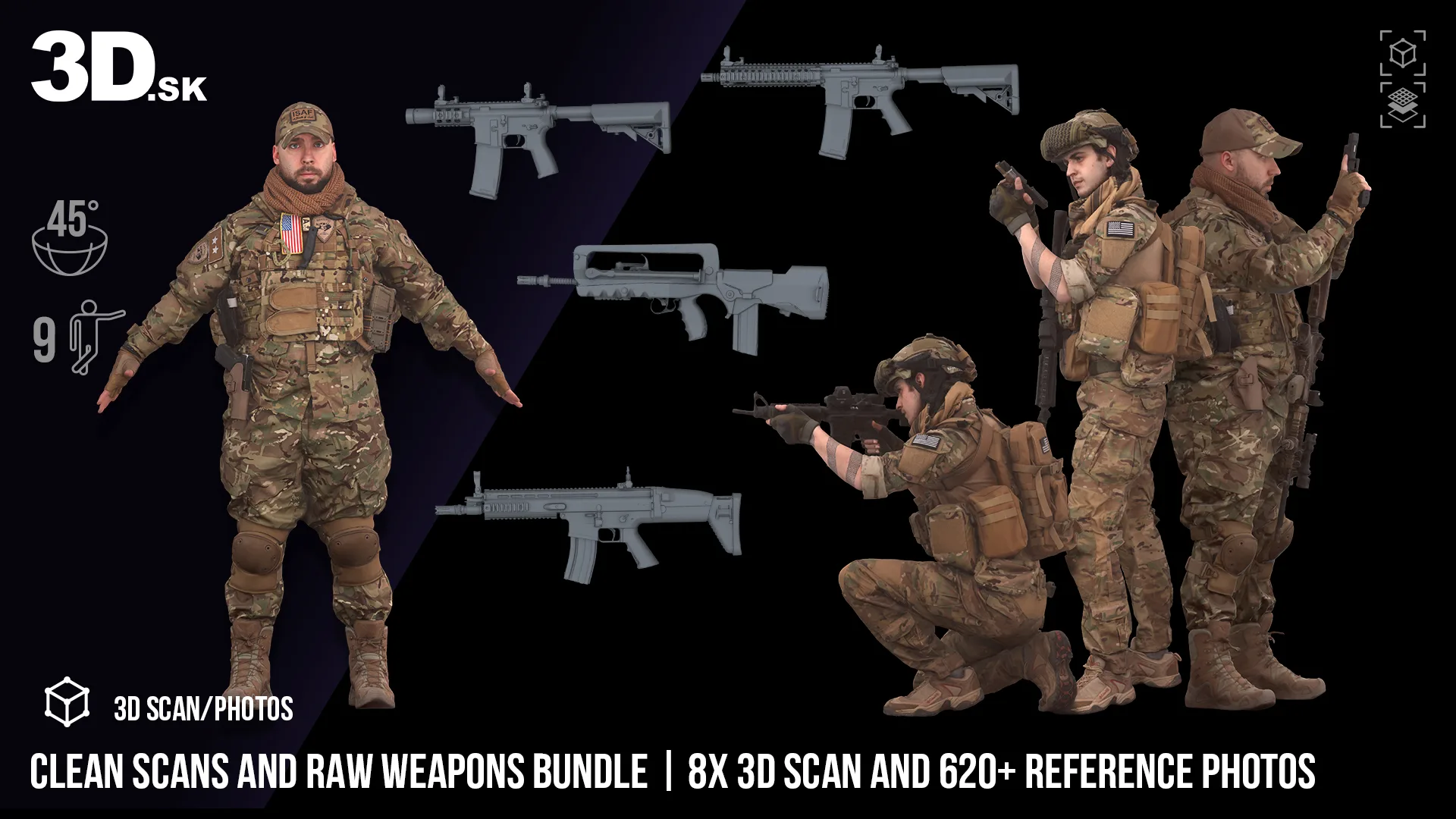 8x 3D Scan And 620+ Reference Photos | Clean Scans And Raw Weapons Bundle