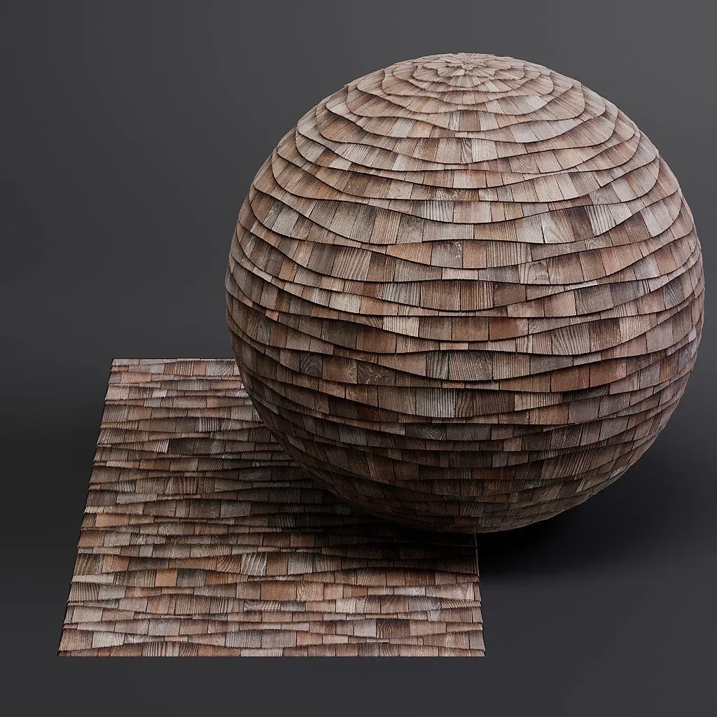 Woodfacades vol03 Wood Shingles 8K Seamless PBR Materials