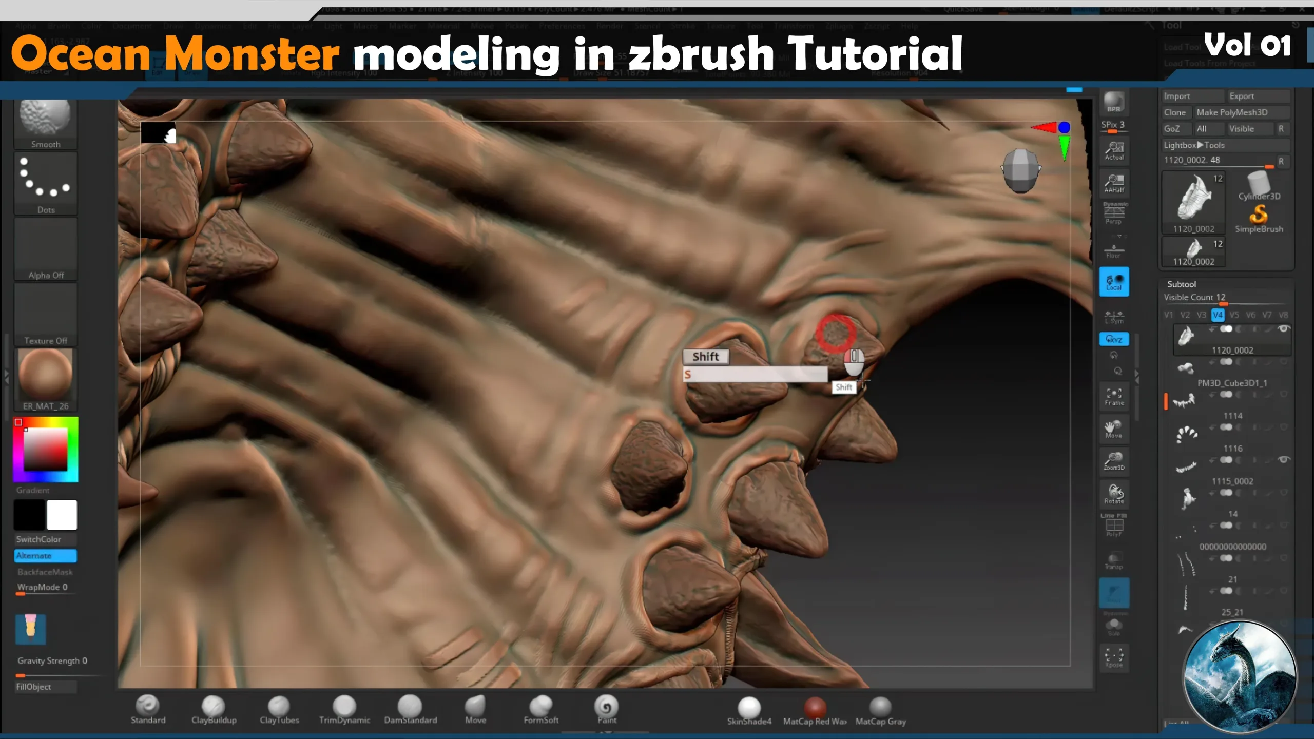 Ocean Monster modeling in zbrush Tutorial Vol 01