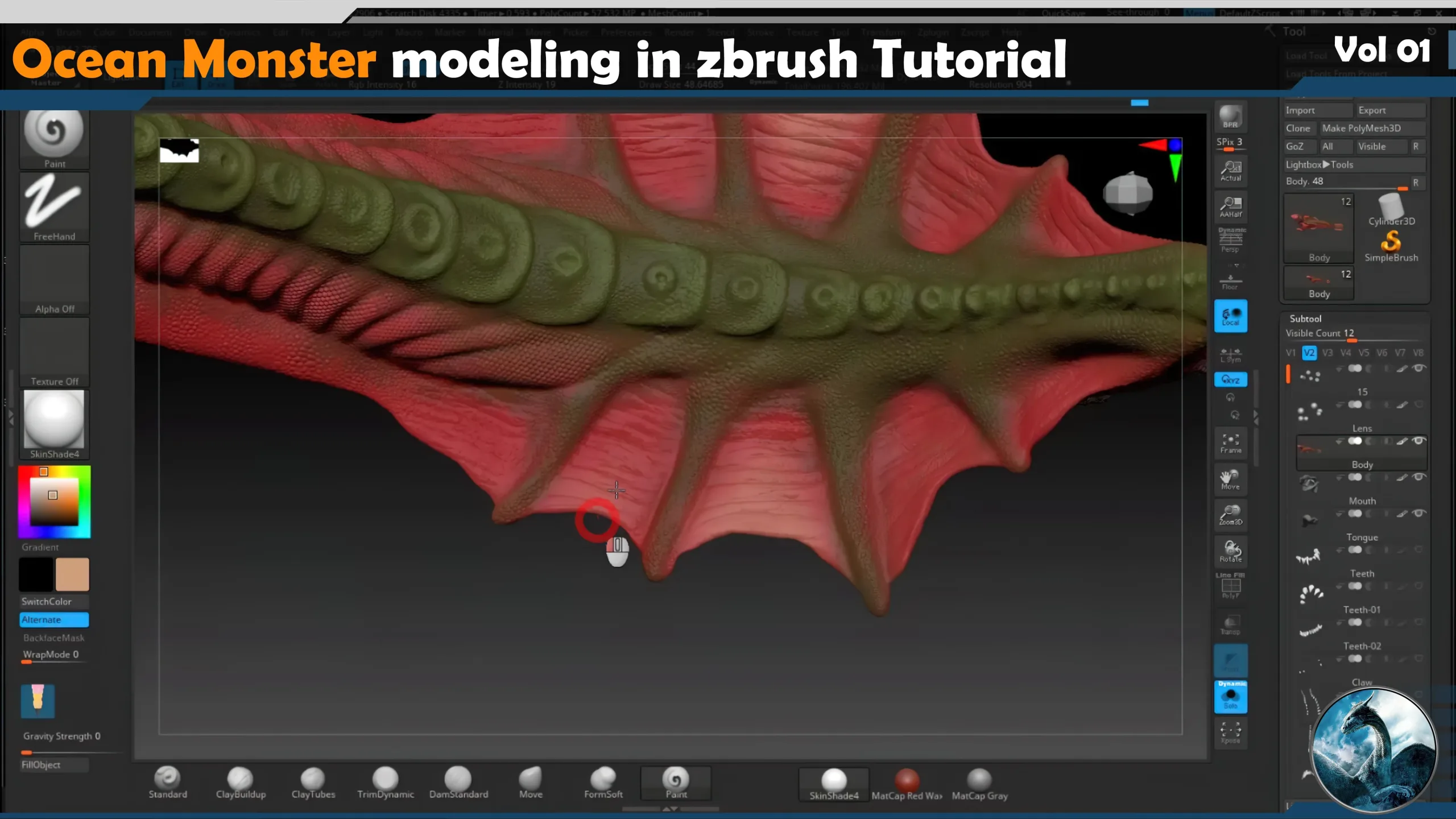 Ocean Monster modeling in zbrush Tutorial Vol 01