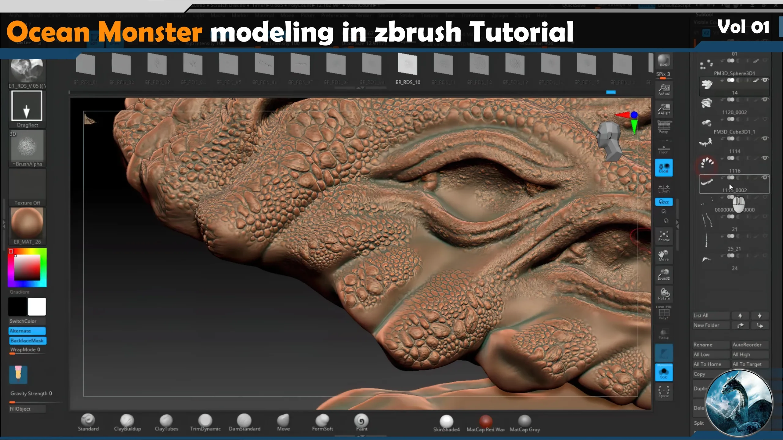 Ocean Monster modeling in zbrush Tutorial Vol 01
