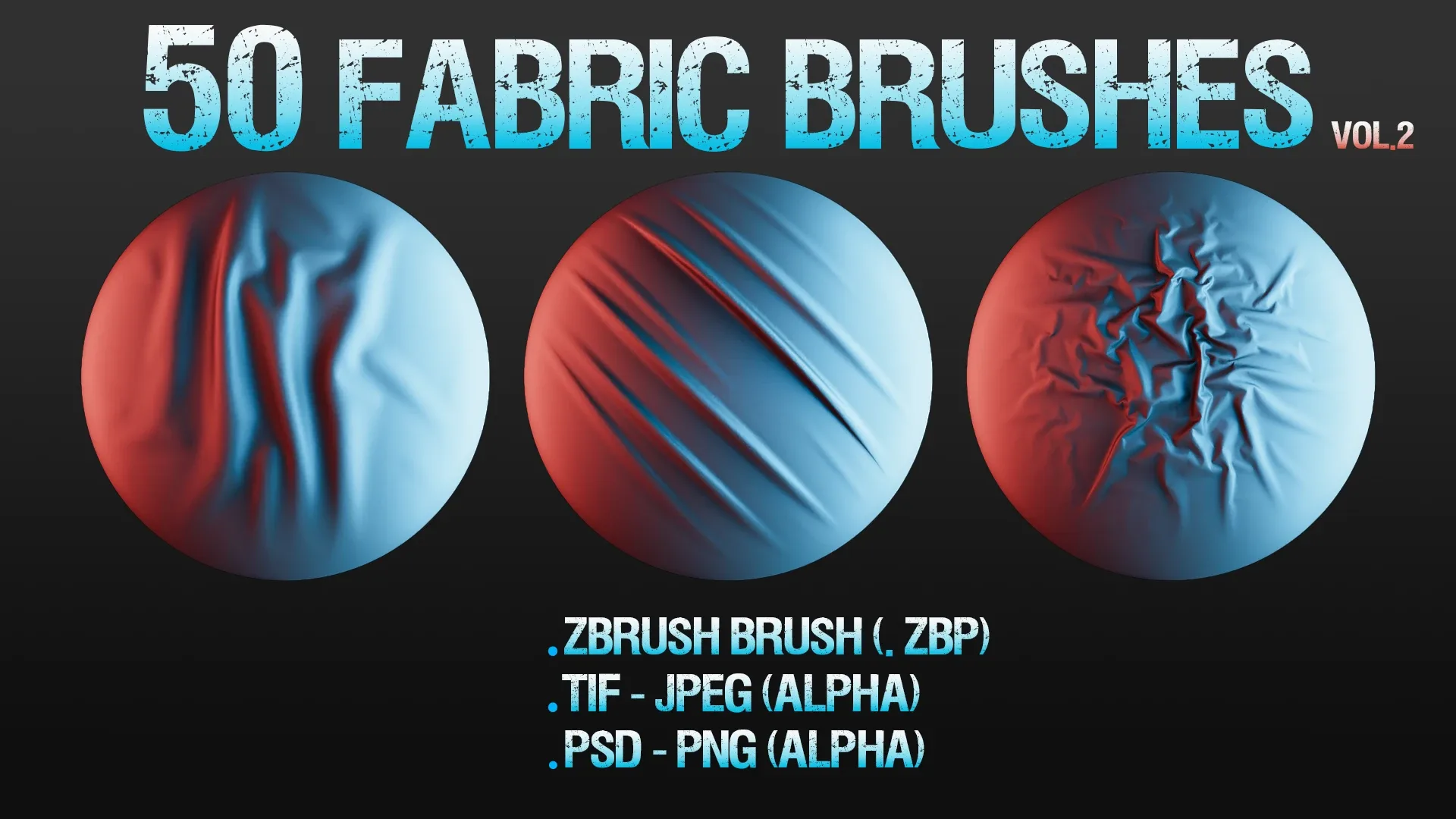 50 Fabric Brushes (4K) - Tension & Compression Folds - Vol-2