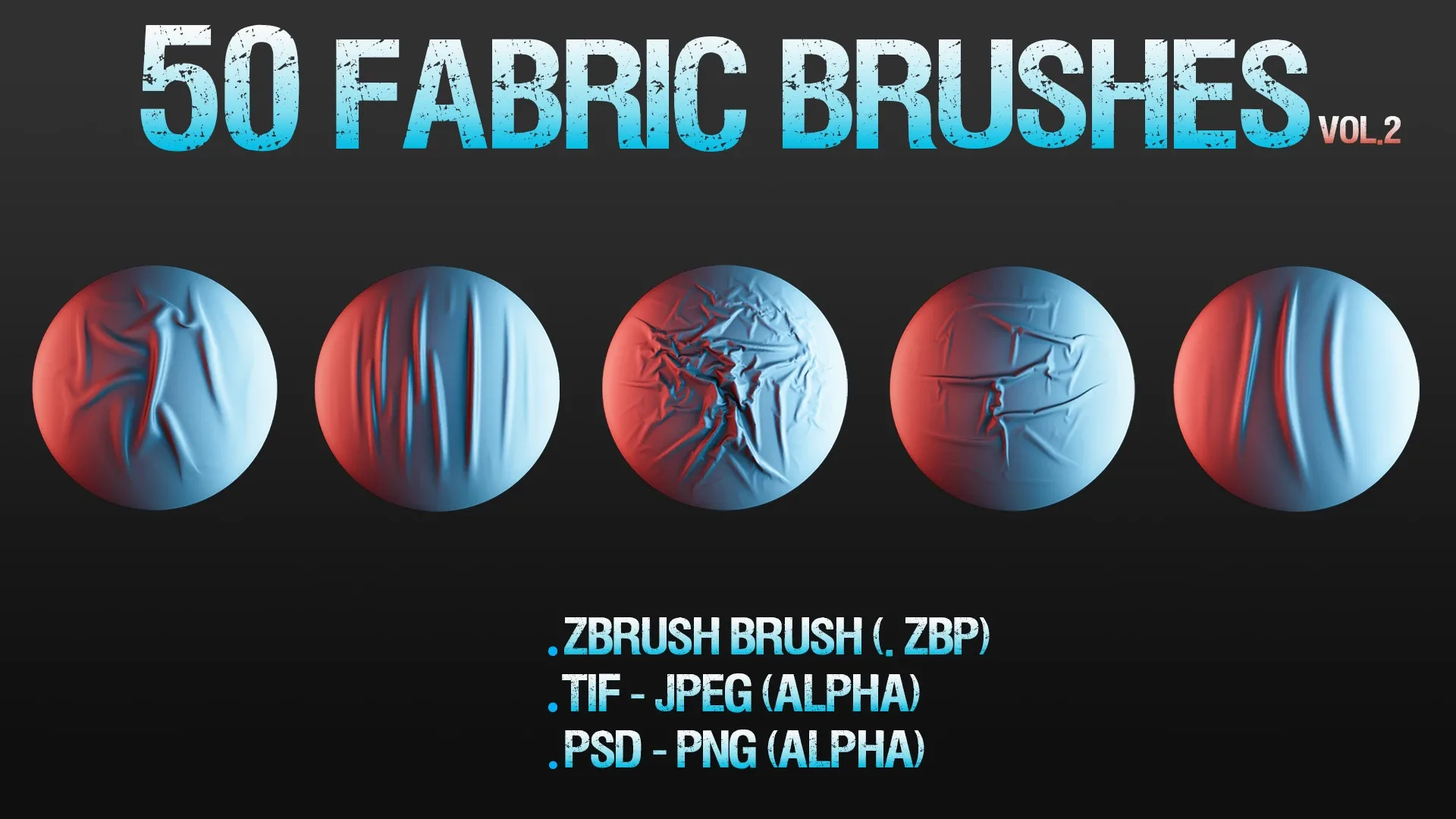 50 Fabric Brushes (4K) - Tension & Compression Folds - Vol-2