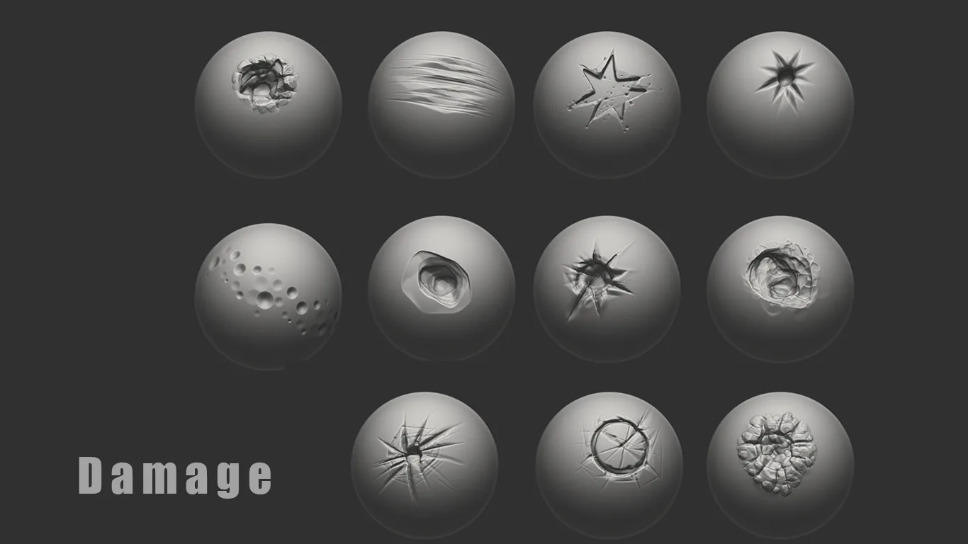 100 Integrated Set of Stylized Brushes Pack for games Environment and props - ZBrush