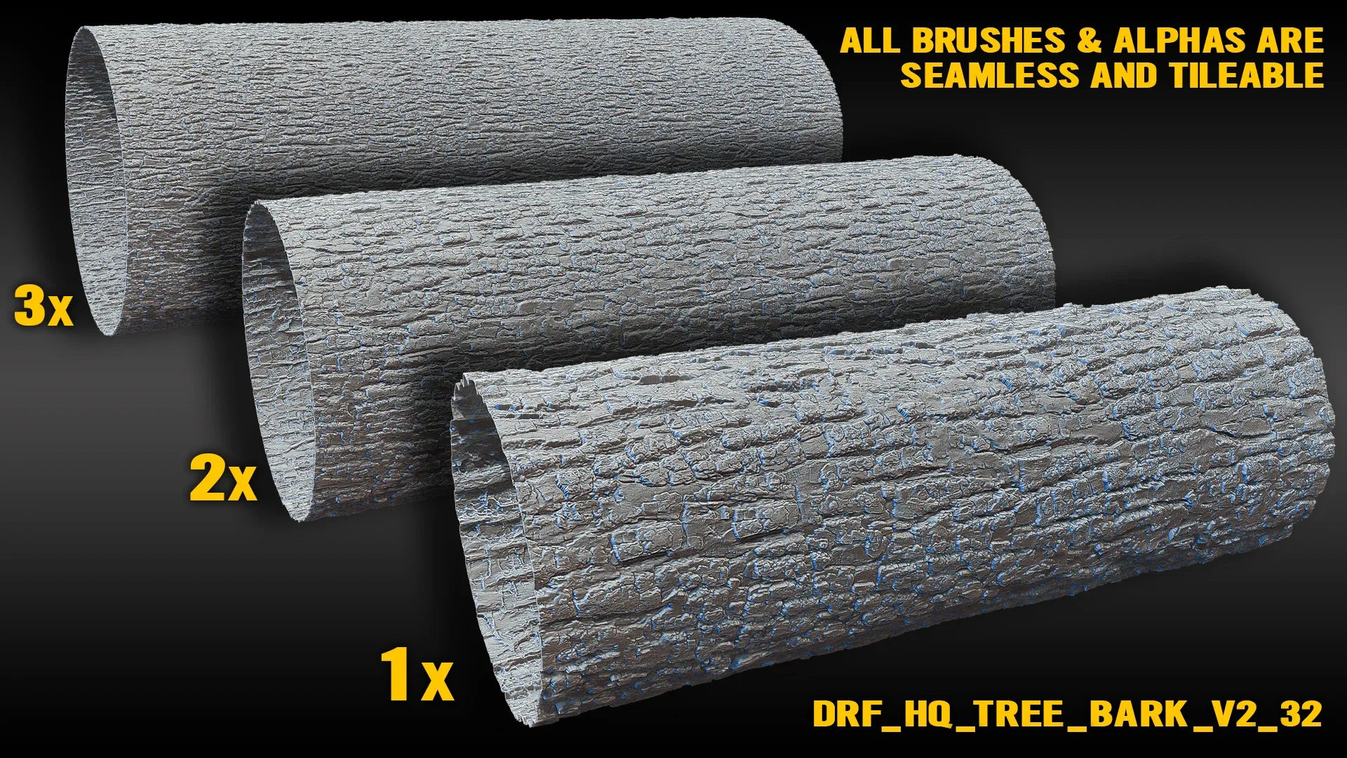 Ultra HQ Tree Bark Sculpt Seamless Zbrush brushes + Alphas (Blender, Substance, Mudbox, etc.) Vol.2