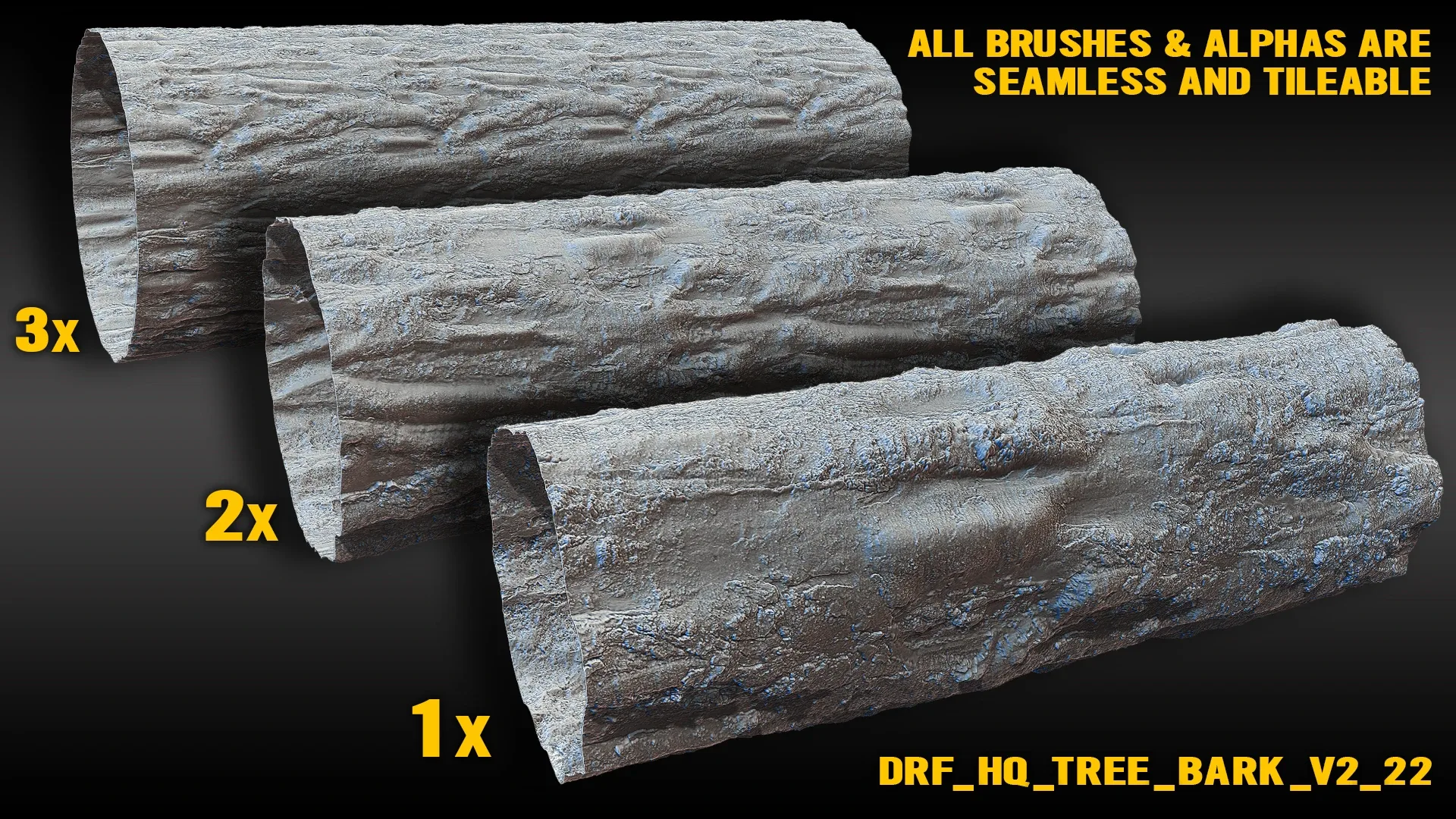 Ultra HQ Tree Bark Sculpt Seamless Zbrush brushes + Alphas (Blender, Substance, Mudbox, etc.) Vol.2