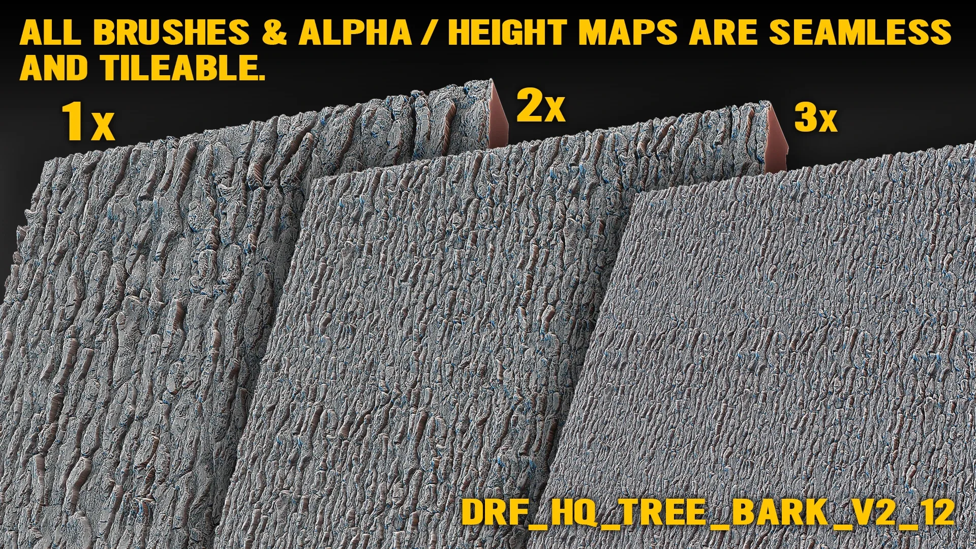 Ultra HQ Tree Bark Sculpt Seamless Zbrush brushes + Alphas (Blender, Substance, Mudbox, etc.) Vol.2