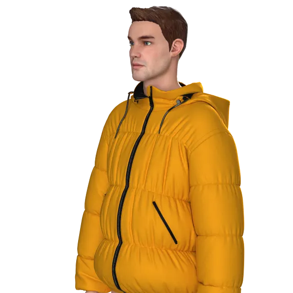 hooded puffer jacket- Marvelous Designer & Clo3d