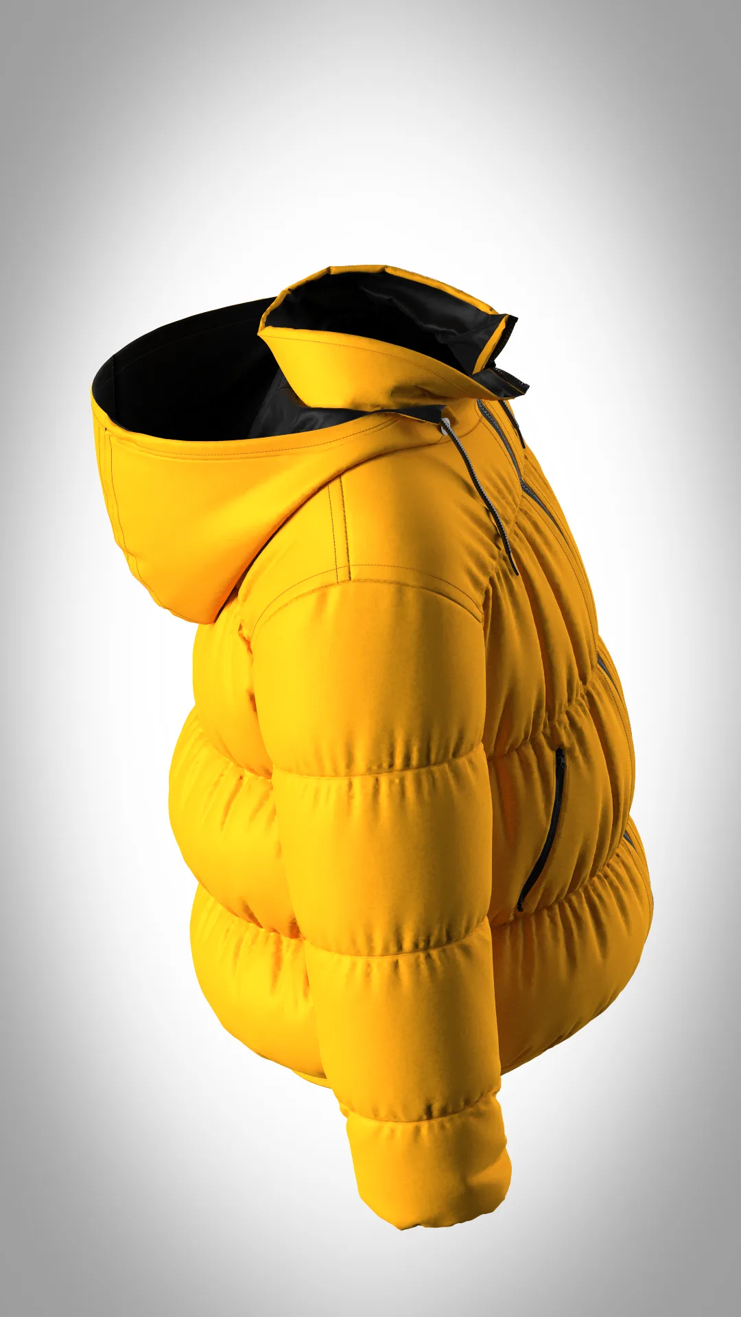 hooded puffer jacket- Marvelous Designer & Clo3d