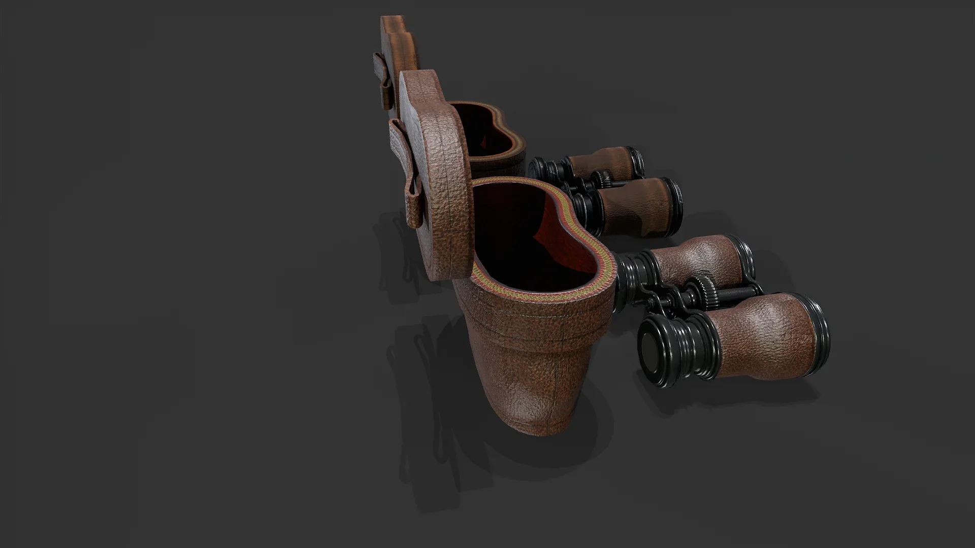 Antique Binoculars with Case V02 - Low Poly