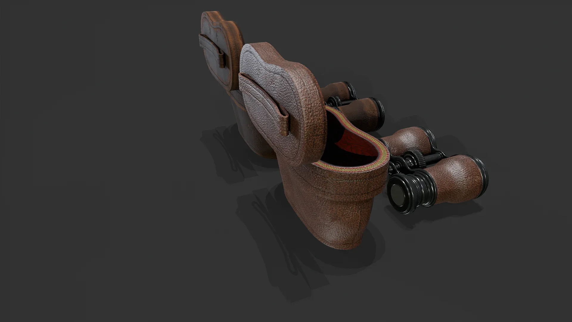 Antique Binoculars with Case V02 - Low Poly