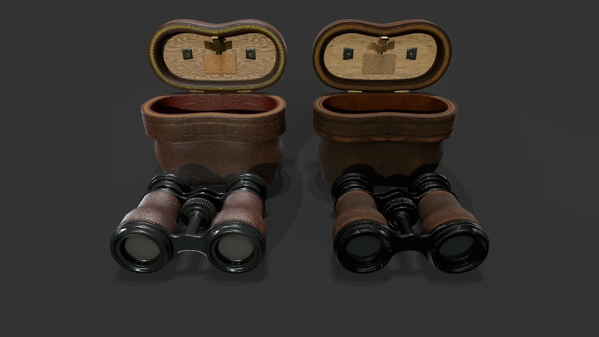 Antique Binoculars with Case V02 - Low Poly