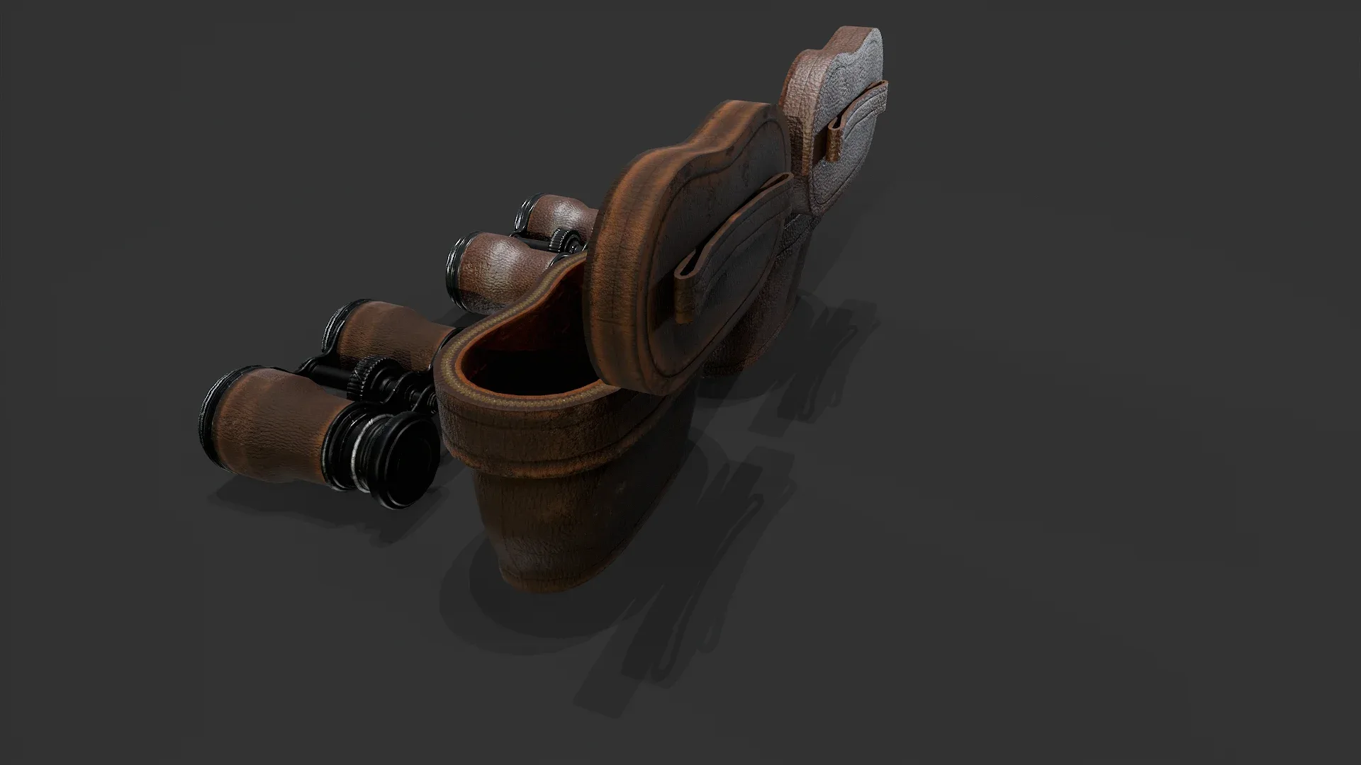 Antique Binoculars with Case V02 - Low Poly