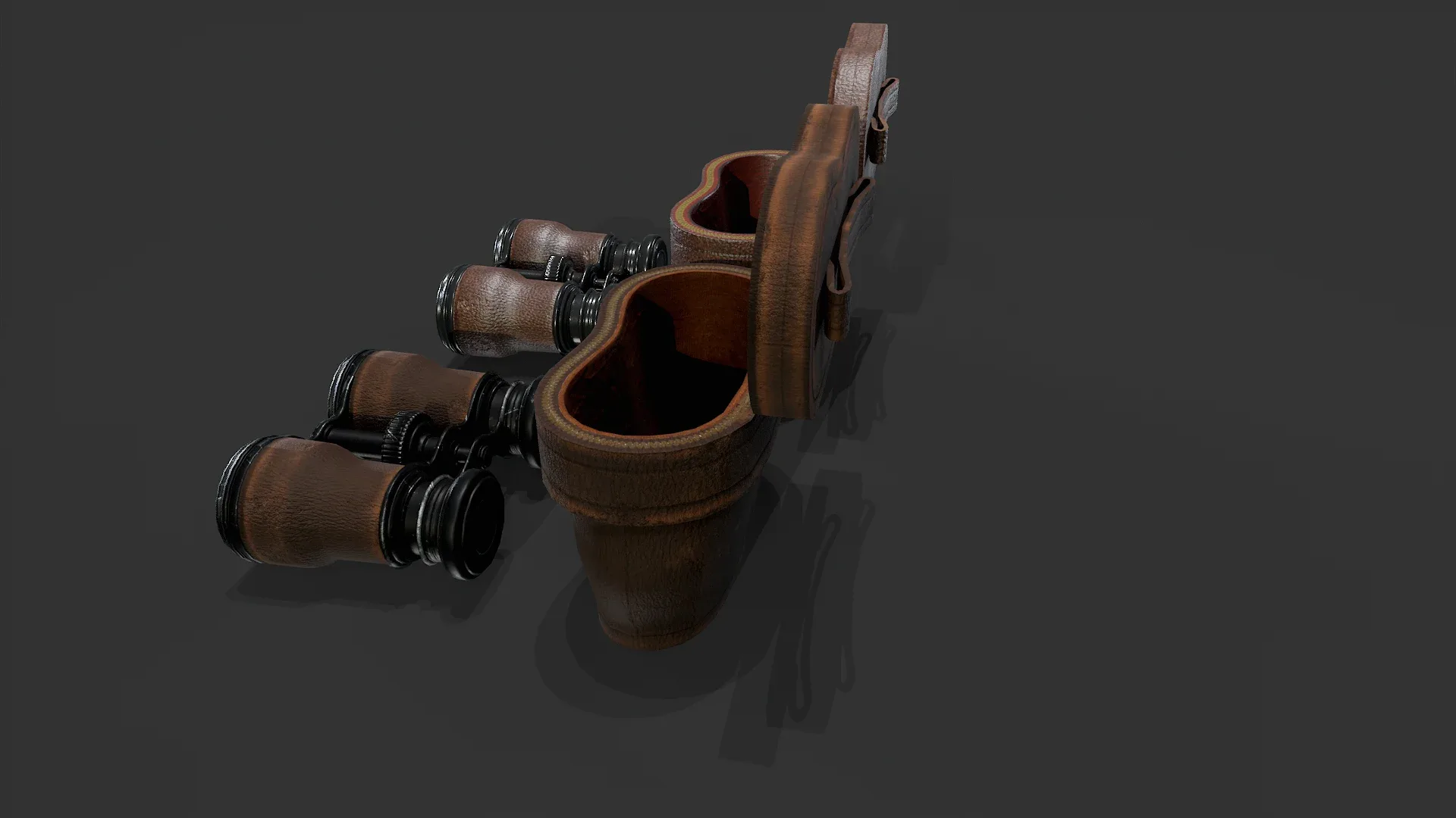 Antique Binoculars with Case V02 - Low Poly