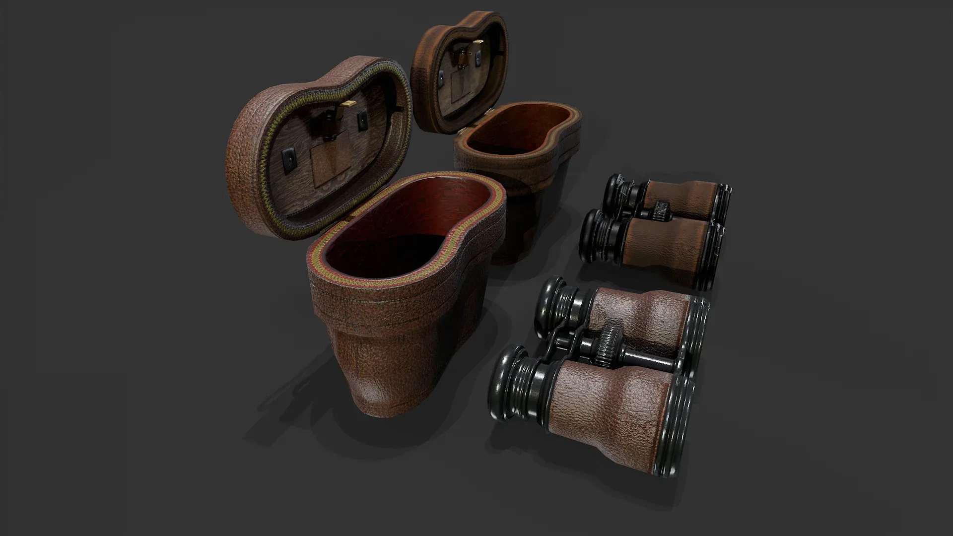 Antique Binoculars with Case V02 - Low Poly