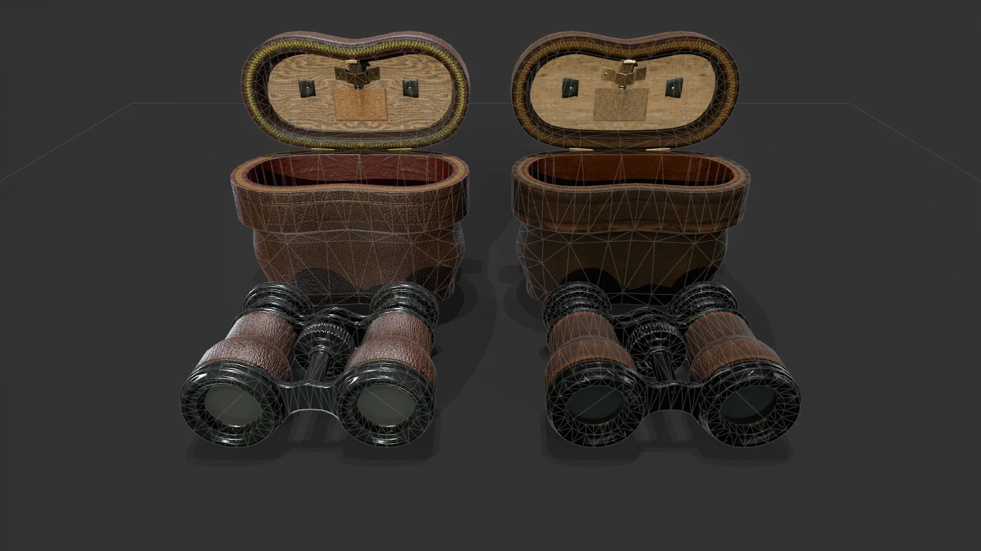 Antique Binoculars with Case V02 - Low Poly