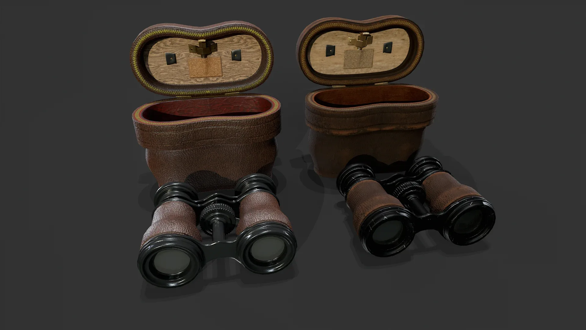 Antique Binoculars with Case V02 - Low Poly