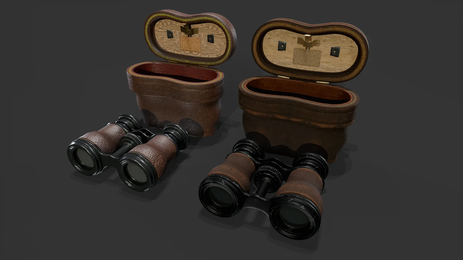 Antique Binoculars with Case V02 - Low Poly