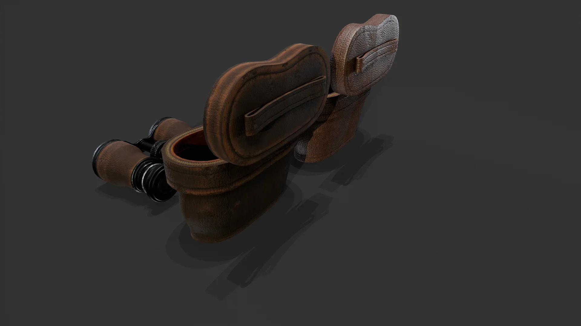 Antique Binoculars with Case V02 - Low Poly