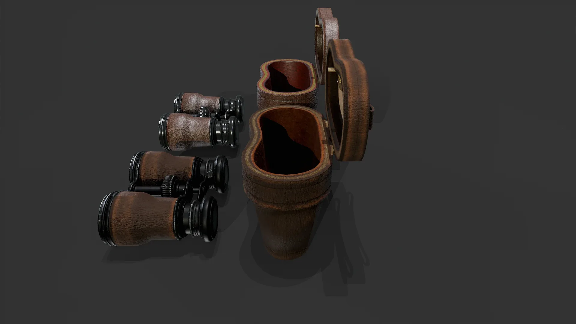 Antique Binoculars with Case V02 - Low Poly