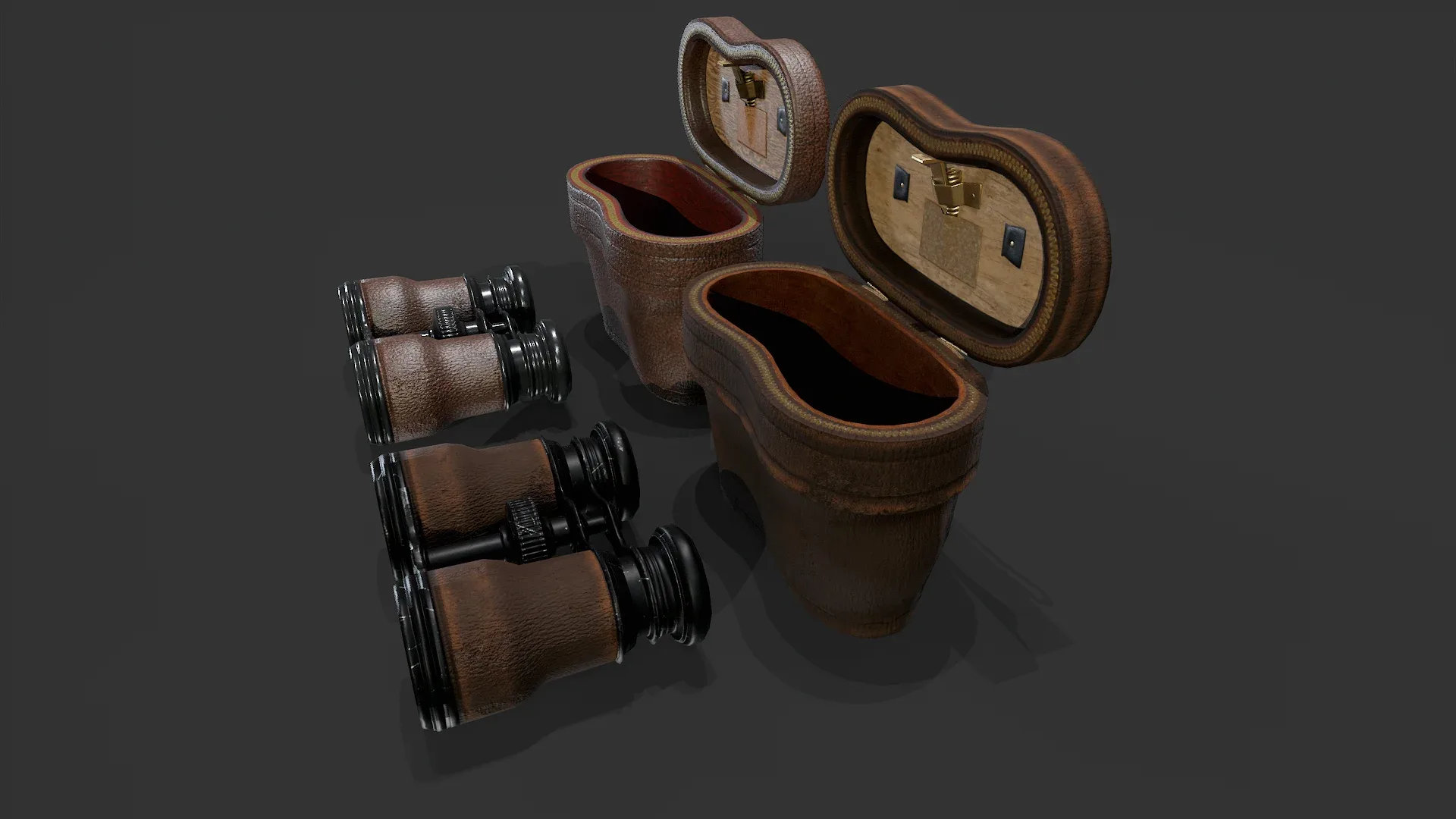 Antique Binoculars with Case V02 - Low Poly