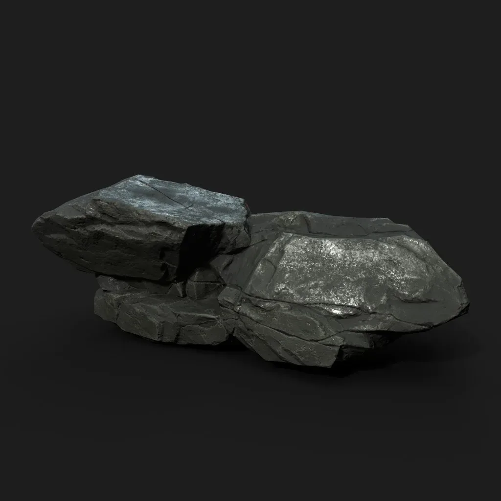 Low Poly Black Rock 230322 - Ultra HD 16K Texture
