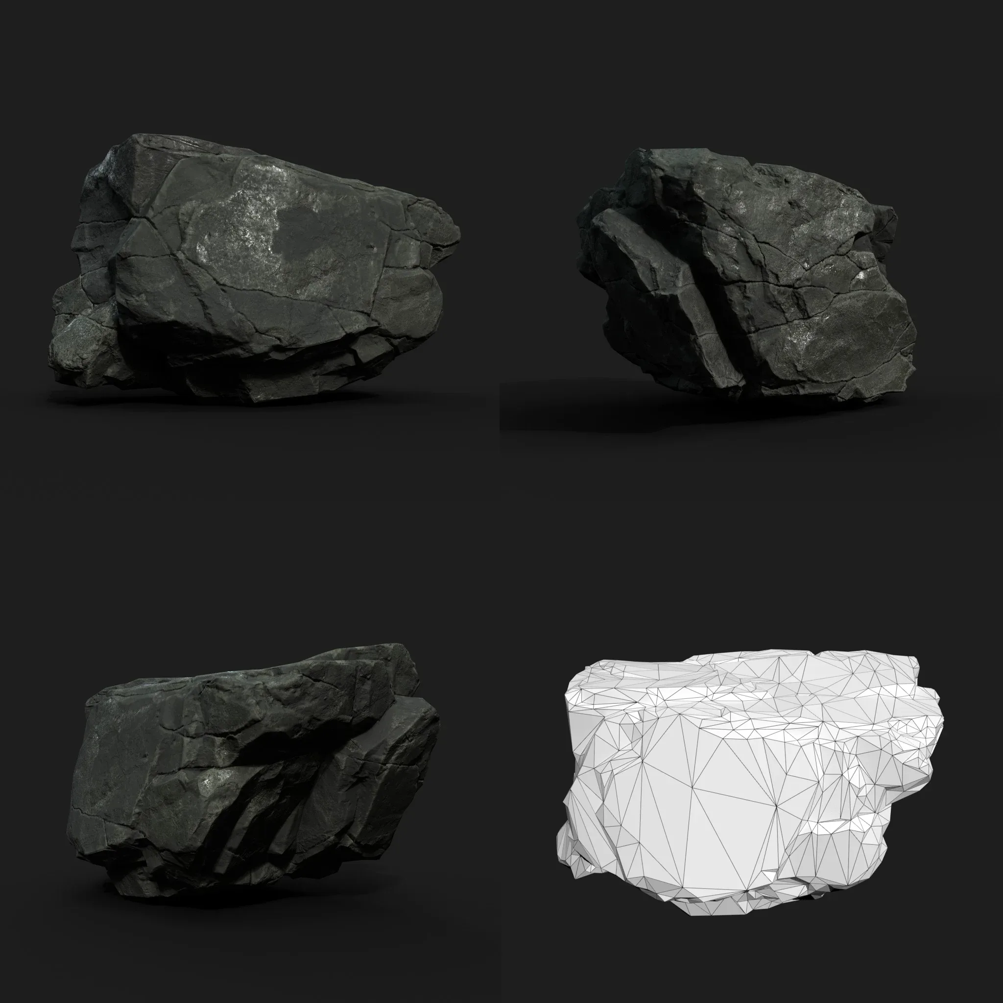 Low Poly Black Rock 230322 - Ultra HD 16K Texture