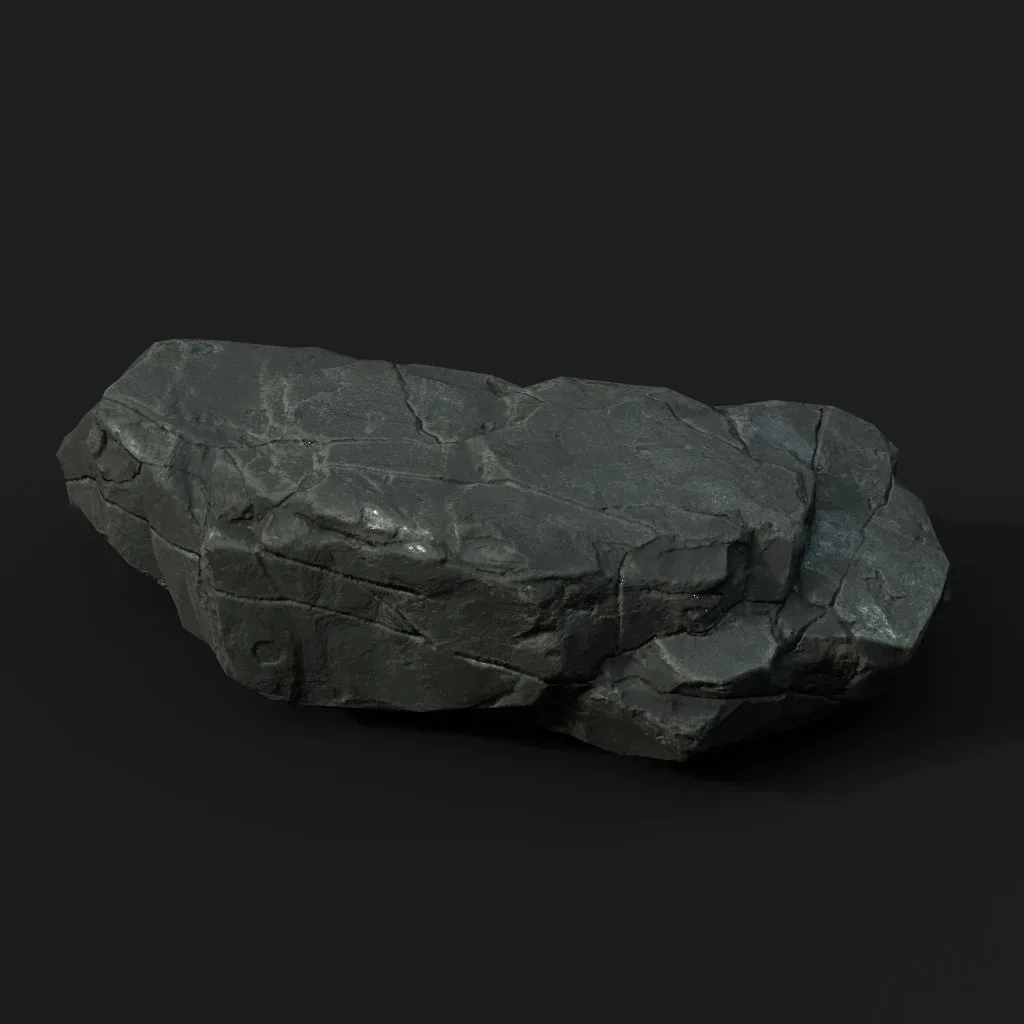 Low Poly Black Rock 230322 - Ultra HD 16K Texture