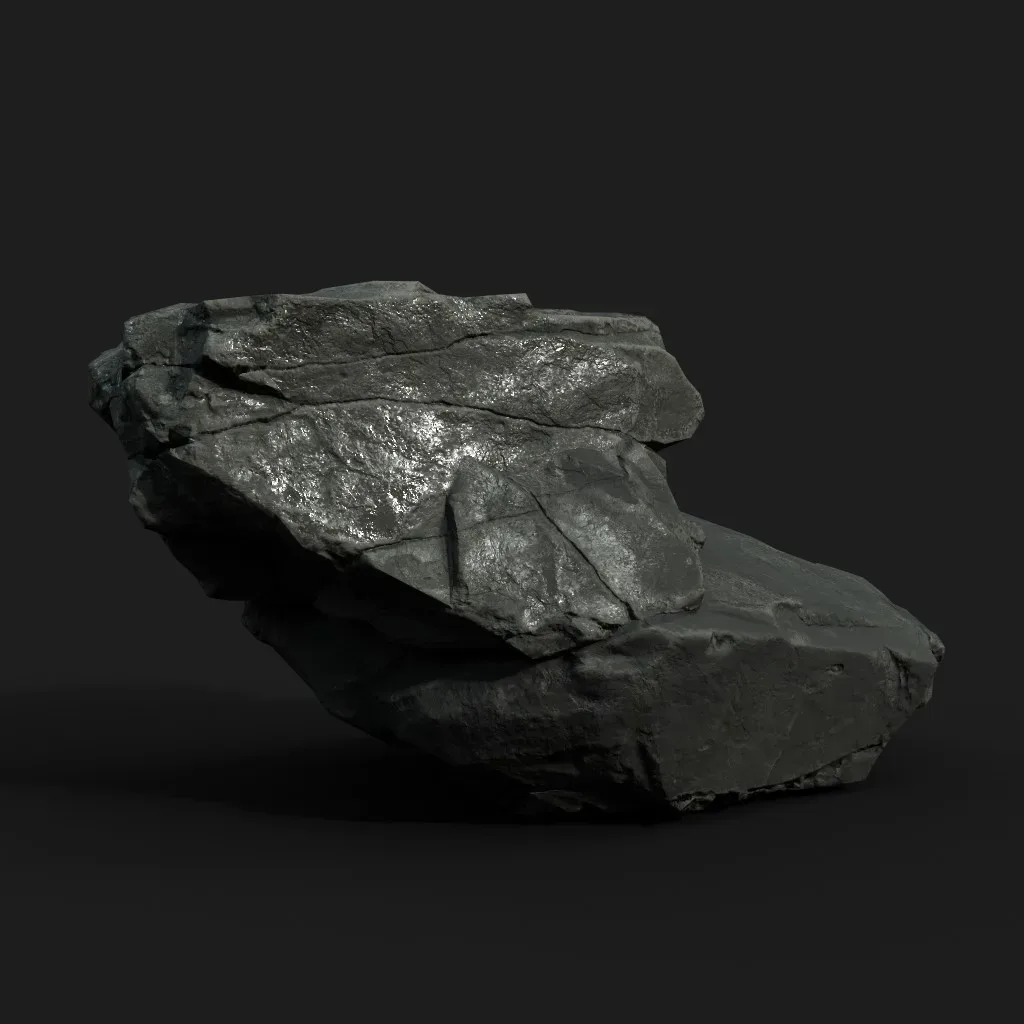 Low Poly Black Rock 230322 - Ultra HD 16K Texture