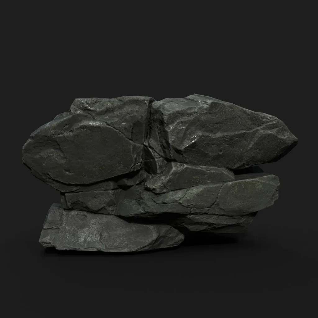 Low Poly Black Rock 230322 - Ultra HD 16K Texture