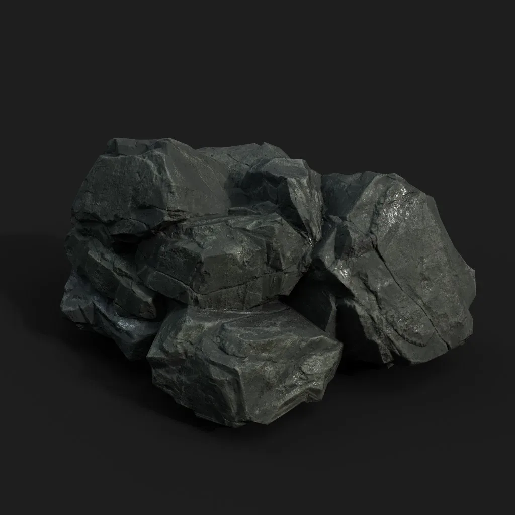 Low Poly Black Rock 230322 - Ultra HD 16K Texture